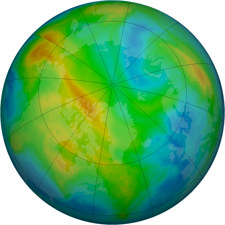 Arctic ozone map for 25 November 1983